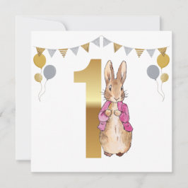 Peter the Rabbit Pink Jacket Erster Geburtstag Einladung