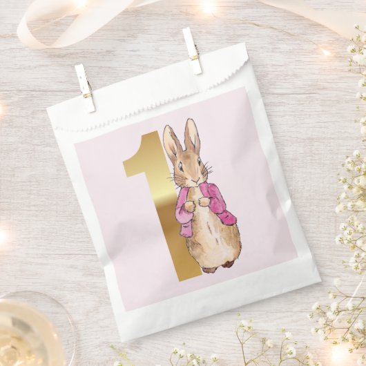 Peter the Rabbit Pink Jacket Erster Geburtstag Geschenktütchen (Ausgeschnitten)