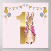 Peter the Rabbit Pink Jacket Erster Geburtstag Poster (Vorne)