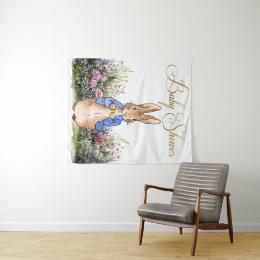 Peter the Rabbit seine Gartendusche Hintergrund Wandteppich (Beispiel (Horizontal))