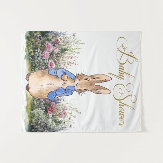 Peter the Rabbit seine Gartendusche Hintergrund Wandteppich (Vorderseite (Horizontal))