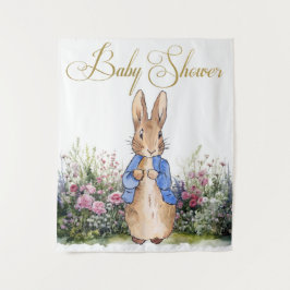 Peter the Rabbit seine Gartendusche Hintergrund Wandteppich