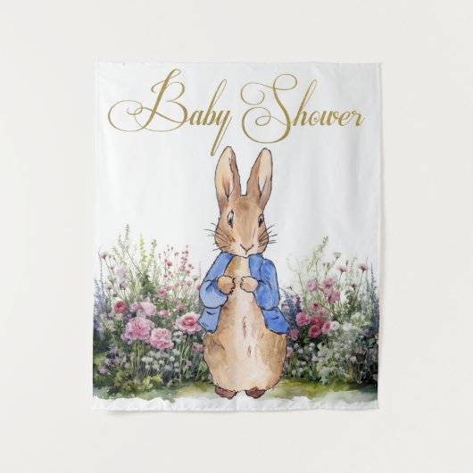Peter the Rabbit seine Gartendusche Hintergrund Wandteppich (Vorderseite)