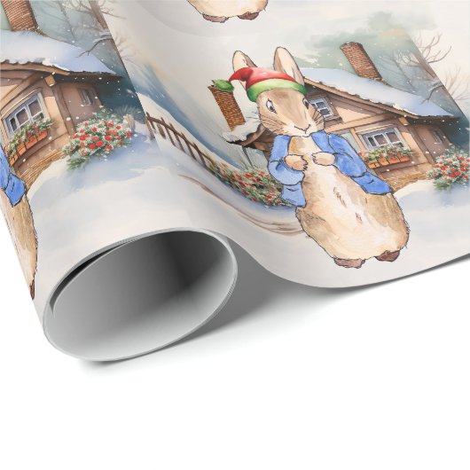 Peter the Rabbit Snowy Christmas Geschenkpapier (Rolleneckpunkt)