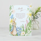 Peter the Rabbit Spring Blooms Blue Baby Dusche Dankeskarte (Stehend Vorderseite)