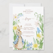 Peter the Rabbit Spring Blooms Blue Baby Dusche Einladung (Vorderseite)