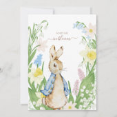 Peter the Rabbit Spring Blooms Blue Baby Dusche Einladung (Rückseite)