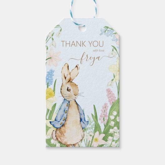 Peter the Rabbit Spring Blooms Blue Baby Dusche Geschenkanhänger (Vorderseite)