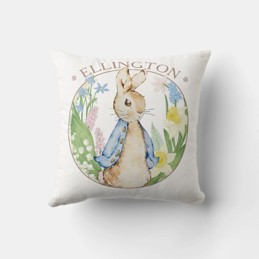 Peter the Rabbit Spring Blooms Blue Baby Dusche Kissen (Rückseite)