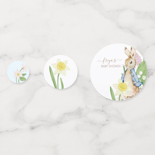 Peter the Rabbit Spring Blooms Blue Baby Dusche Konfetti (Rückseiten)