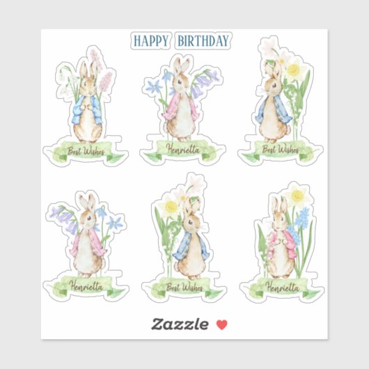 Peter the Rabbit Spring Blooms Easter Baby Shooter Aufkleber (Blatt)