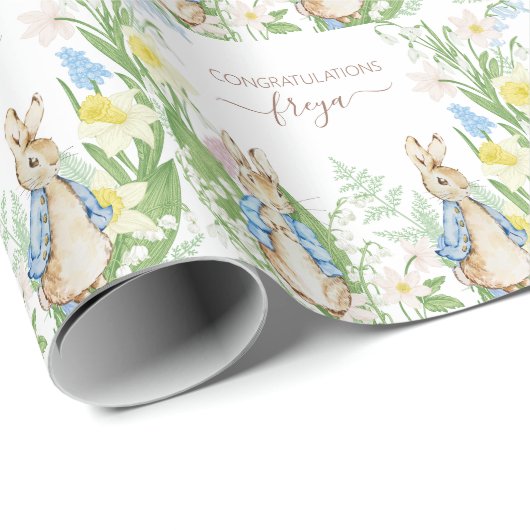 Peter the Rabbit Spring Blooms Easter Baby Shooter Geschenkpapier (Rolleneckpunkt)