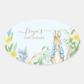 Peter the Rabbit Spring Blooms Easter Baby Shooter Ovaler Aufkleber (Vorderseite)