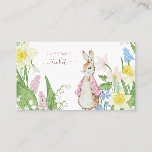 Peter the Rabbit Spring Blooms Pink Baby Dusche Begleitkarte (Rückseite)