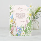 Peter the Rabbit Spring Blooms Pink Baby Dusche Dankeskarte (Stehend Vorderseite)