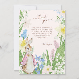 Peter the Rabbit Spring Blooms Pink Baby Dusche Dankeskarte