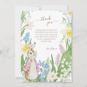 Peter the Rabbit Spring Blooms Pink Baby Dusche Dankeskarte (Vorderseite)