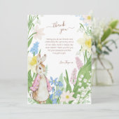 Peter the Rabbit Spring Blooms Pink Baby Dusche Dankeskarte (Stehend Vorderseite)
