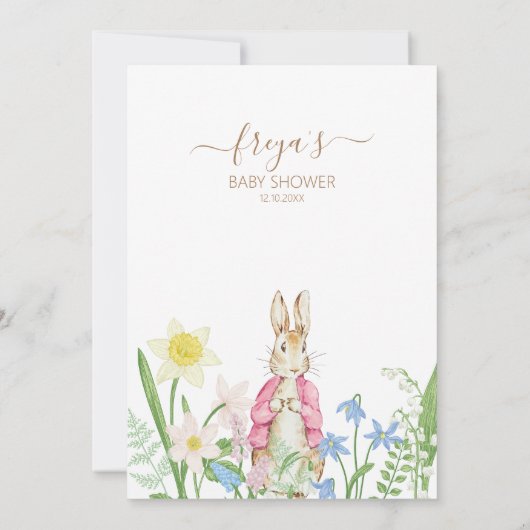 Peter the Rabbit Spring Blooms Pink Baby Dusche Dankeskarte (Rückseite)