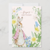 Peter the Rabbit Spring Blooms Pink Baby Dusche Einladung (Vorderseite)