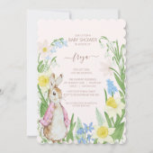 Peter the Rabbit Spring Blooms Pink Baby Dusche Einladung (Vorderseite)