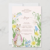 Peter the Rabbit Spring Blooms Pink Baby Dusche Einladung (Vorderseite)