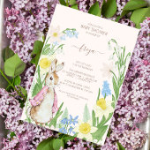 Peter the Rabbit Spring Blooms Pink Baby Dusche Einladung