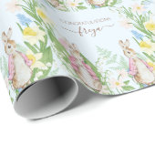 Peter the Rabbit Spring Blooms Pink Baby Dusche Geschenkpapier (Rolleneckpunkt)
