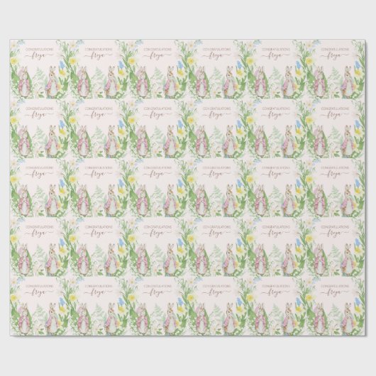Peter the Rabbit Spring Blooms Pink Baby Dusche Geschenkpapier (Flach)