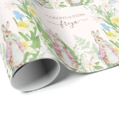 Peter the Rabbit Spring Blooms Pink Baby Dusche Geschenkpapier (Rolleneckpunkt)