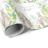 Peter the Rabbit Spring Blooms Pink Baby Dusche Geschenkpapier (Rolleneckpunkt)