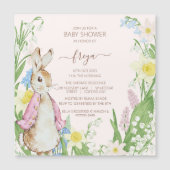 Peter the Rabbit Spring Blooms Pink Baby Dusche Magnetkarte (Vorderseite)