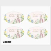 Peter the Rabbit Spring Blooms Pink Baby Dusche Ovaler Aufkleber (Blatt)
