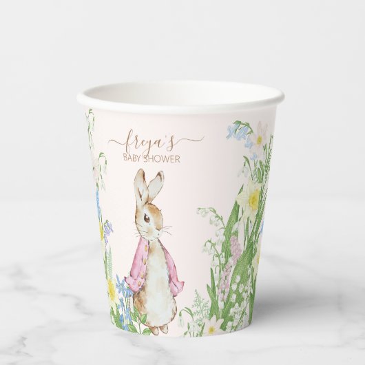 Peter the Rabbit Spring Blooms Pink Baby Dusche Pappbecher (Vorderseite)