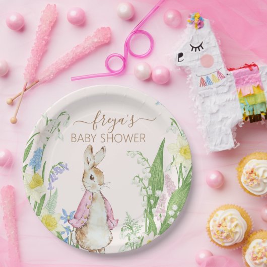 Peter the Rabbit Spring Blooms Pink Baby Dusche Pappteller (Party)