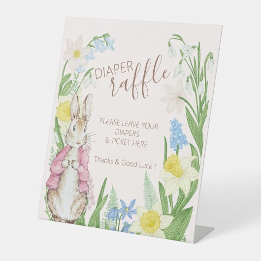 Peter the Rabbit Spring Blooms Pink Baby Dusche Sockelschild (Vorderseite)