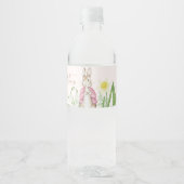 Peter the Rabbit Spring Blooms Pink Baby Dusche Wasserflaschenetikett (Vorderseite)