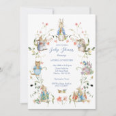 Peter the Rabbit Wildblume Baby Shower Einladung (Vorderseite)