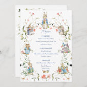 Peter the Rabbit Wildblume Baby Shower Menükarte (Vorne/Hinten)