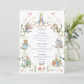 Peter the Rabbit Wildblume Baby Shower Menükarte (Stehend Vorderseite)