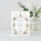 Peter the Rabbit Wildblume Baby Shower Postkarte (Stehend Vorderseite)