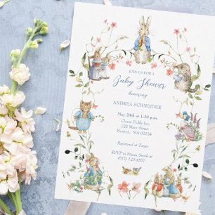 Peter the Rabbit Wildblume Baby Shower Postkarte