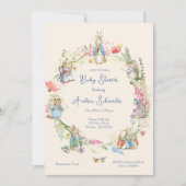 Peter the Rabbit Wildblume Kinderdusche Einladung (Vorderseite)