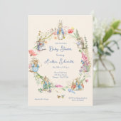 Peter the Rabbit Wildblume Kinderdusche Einladung (Stehend Vorderseite)