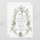 Peter the Rabbit Wildflower Baby Is On The Way QR Einladung (Vorne/Hinten)