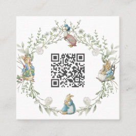 Peter the Rabbit Wildflower QR Code Quadratische Visitenkarte