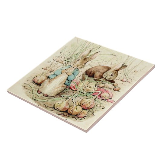 Peter und Benjamin Gather Onions von Beatrix Potte Fliese (Seite)