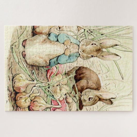 Peter und Benjamin Gather Onions von Beatrix Potte Puzzle (Horizontal)