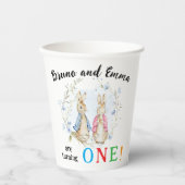 Peter und Flopsy drehen einen Papiercup Pappbecher (Vorderseite)