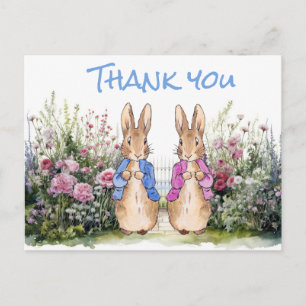 Peter und Flopsy in ihrem Garten Postkarte